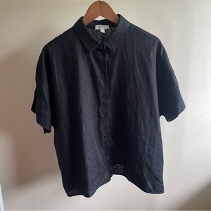 COS Linen Shirt Sleeve black blouse